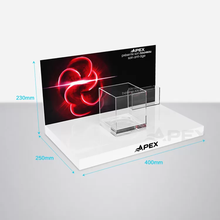 L-Shaped Acrylic Face Cream Display: Chic Tabletop Solution - APEX