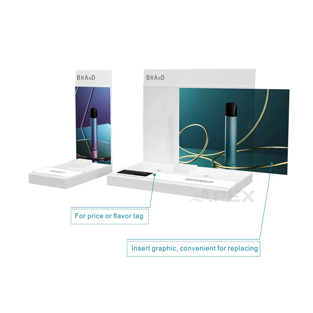 Flat Packaging Acrylic Counter Top Display Stands For Vapes APEX