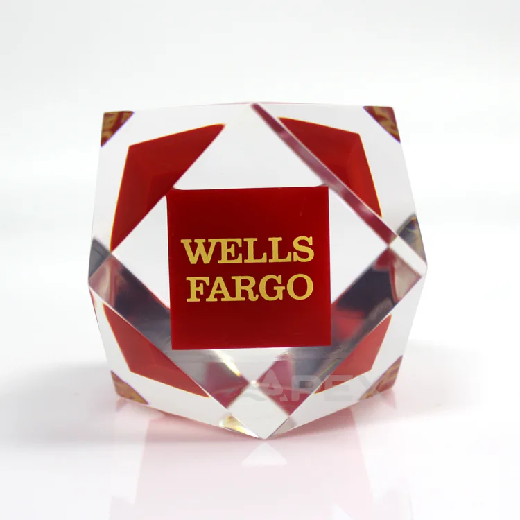Wholesale Souvenir Gift 14 Facets Custom Acrylic Blocks APEX