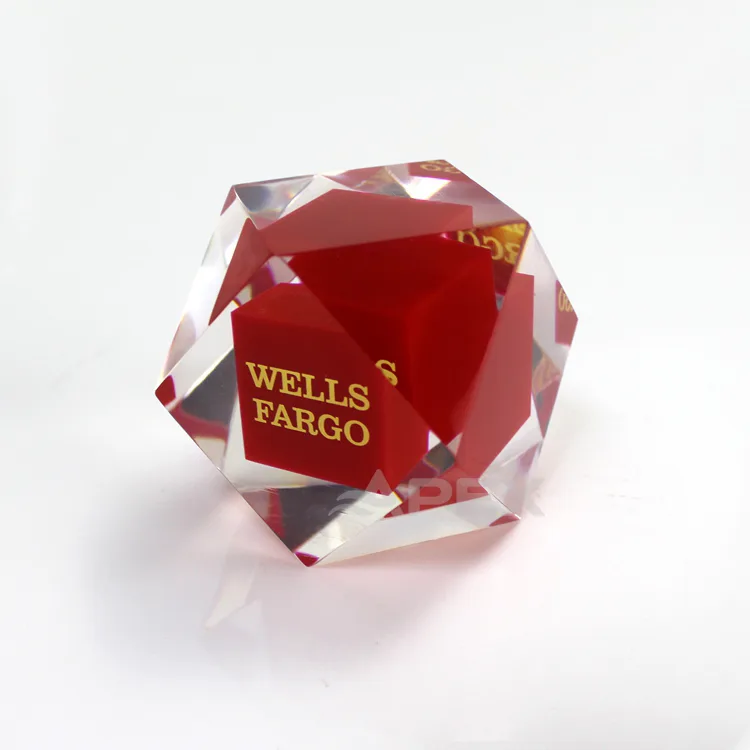 Wholesale Souvenir Gift 14 Facets Custom Acrylic Blocks APEX