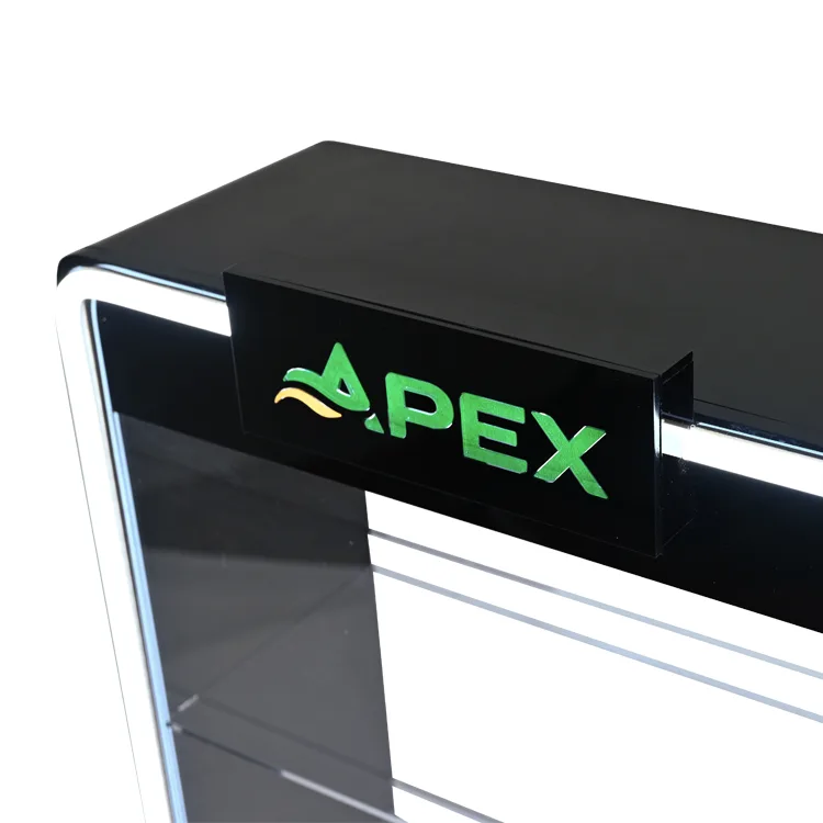 Custom 3 Tiers E-cigarette Acrylic Countertop Display Rack with Led
