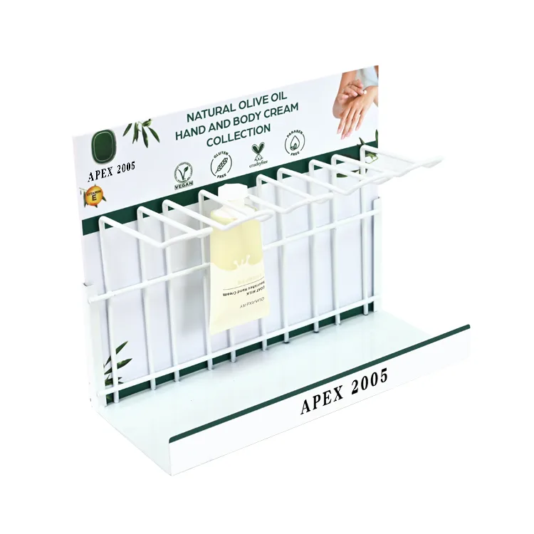 Small Metal Countertop Hand Cream Display Stand with Wire Hook