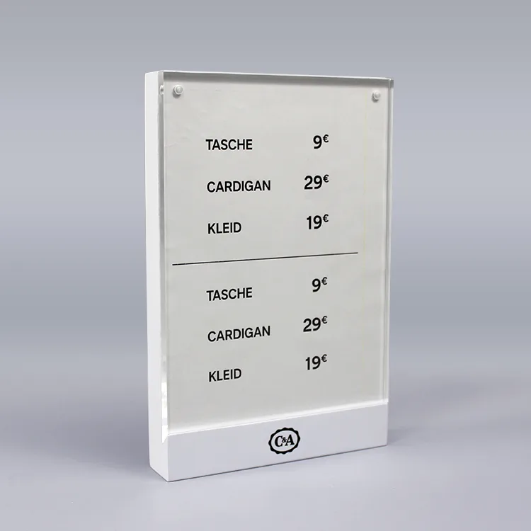 Tabletop Rectangular Acrylic Menu Display Sign Holder