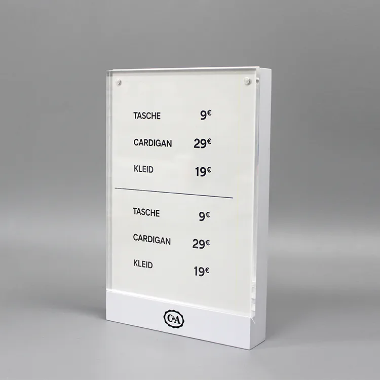 Tabletop Rectangular Acrylic Menu Display Sign Holder