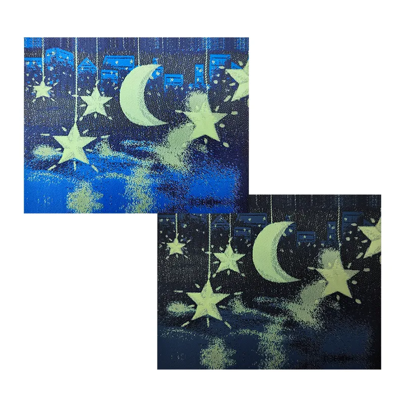 Stars And The Moon Luminous Digital Woven Label