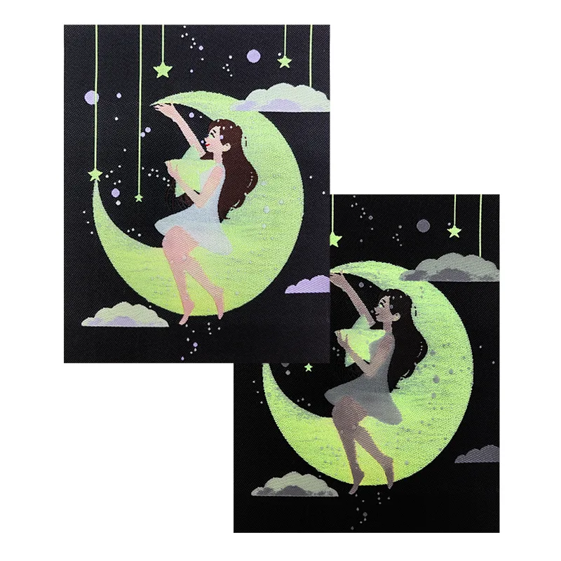 Stars And The Moon Luminous Woven Label