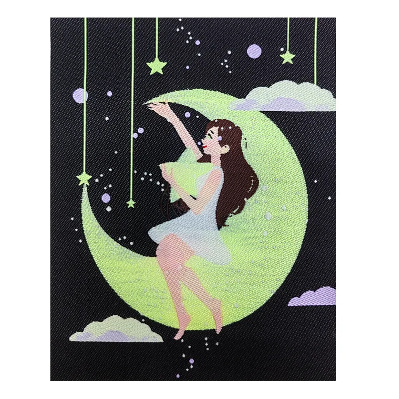 Stars And The Moon Luminous Woven Label