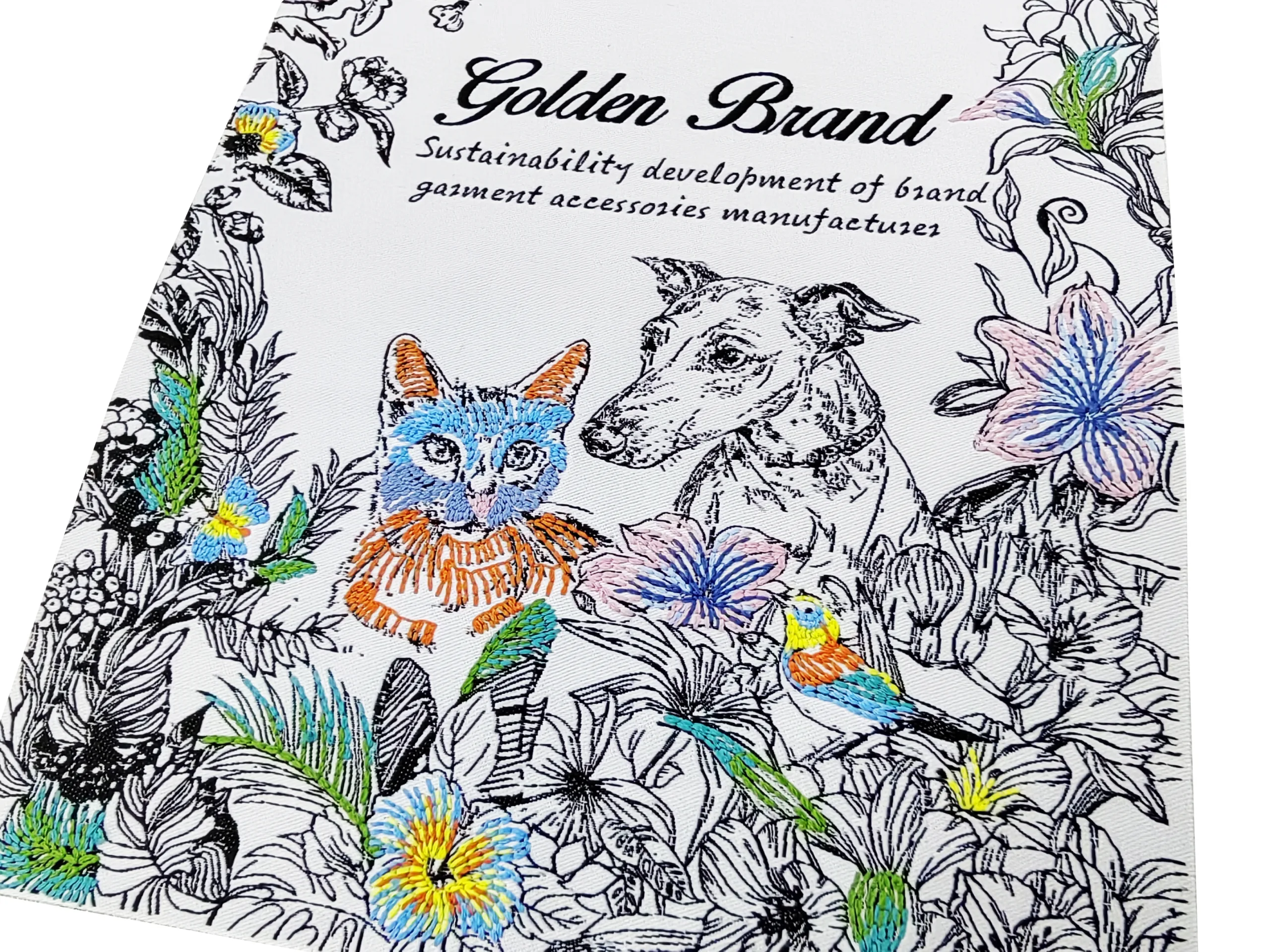 Cat And Dog Woven & Embroidery Label