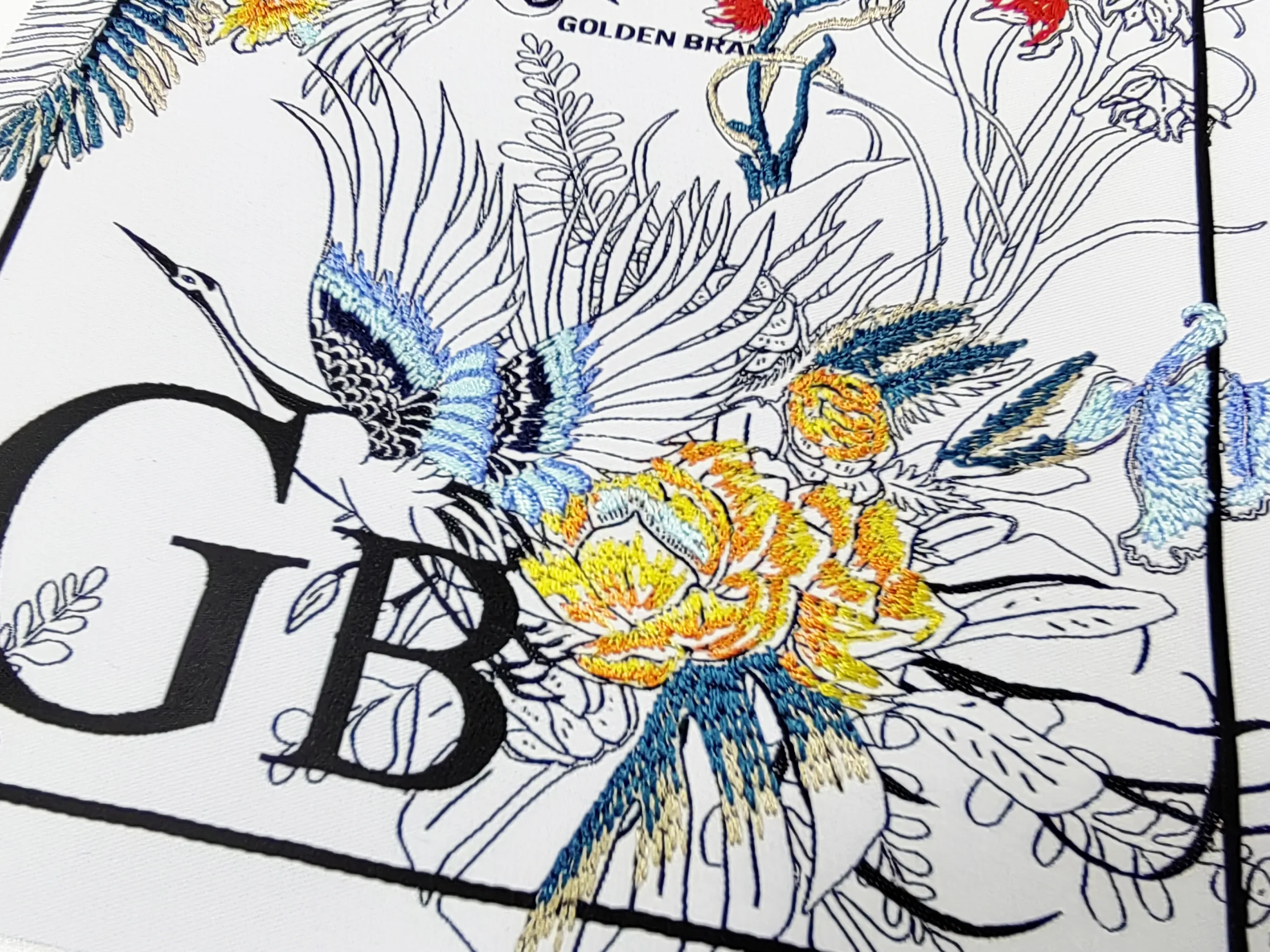 Japanese Crane Woven & Embroidery Label