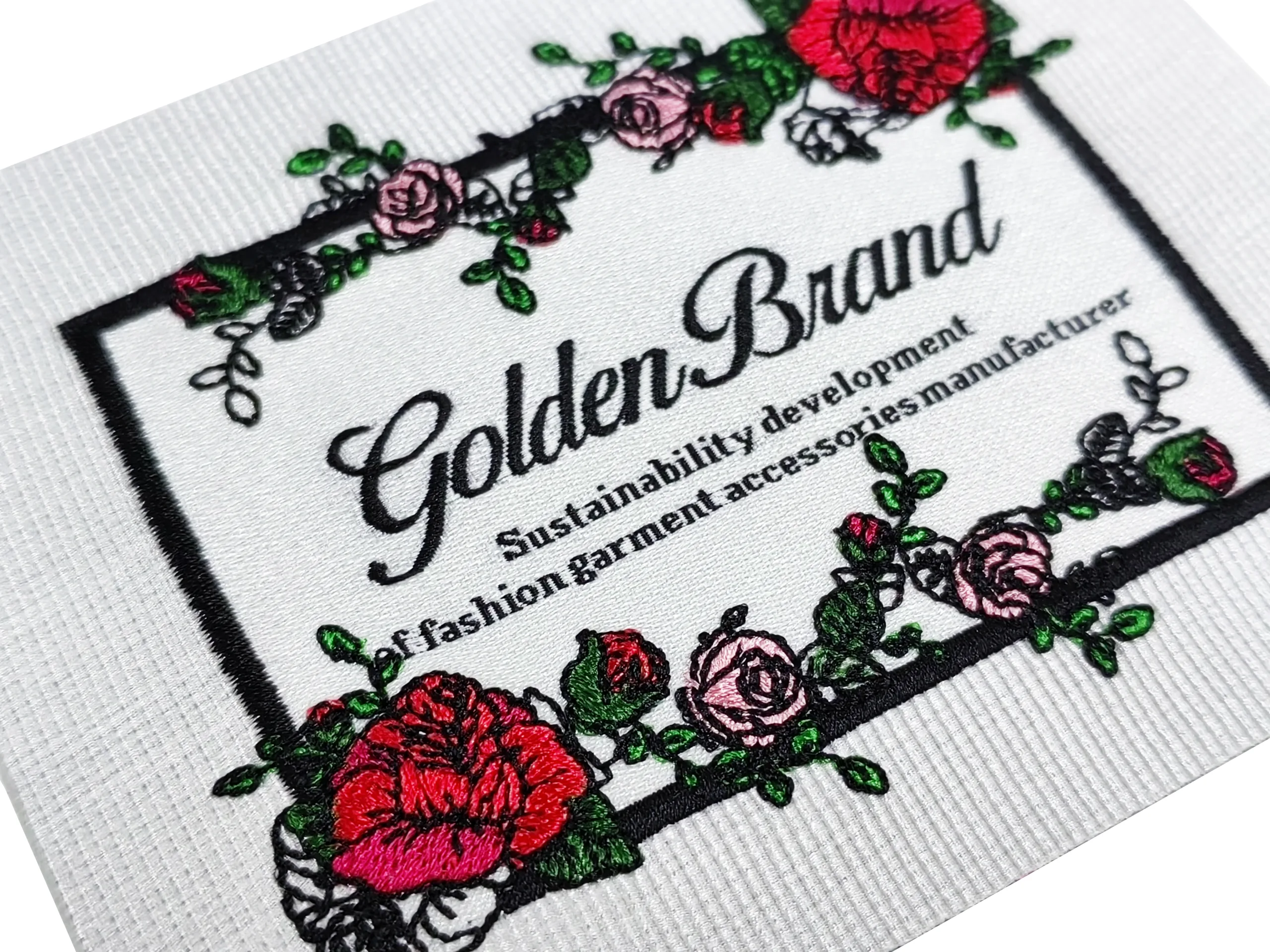 Woven & Embroidery badges rose woven label embroidery badges custom ...