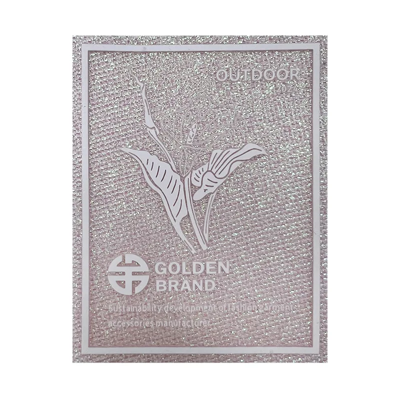 Metallic Yarn Woven & Floral Silicon Printing GOLDEN BRAND Woven Label