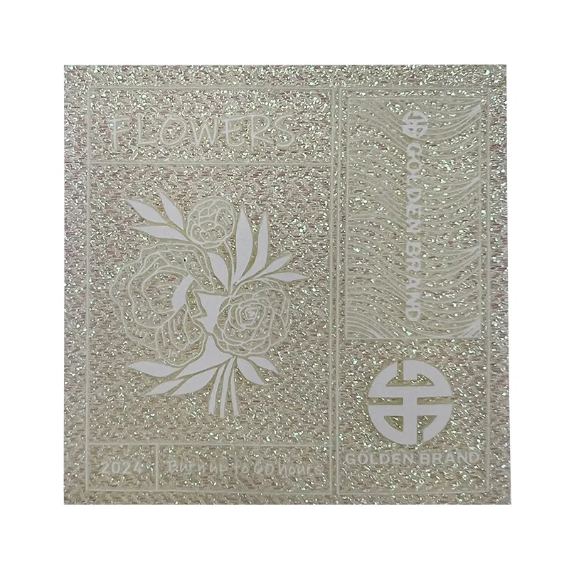 Metallic Yarn Woven & FLOWERS Silicon Printing Woven Label