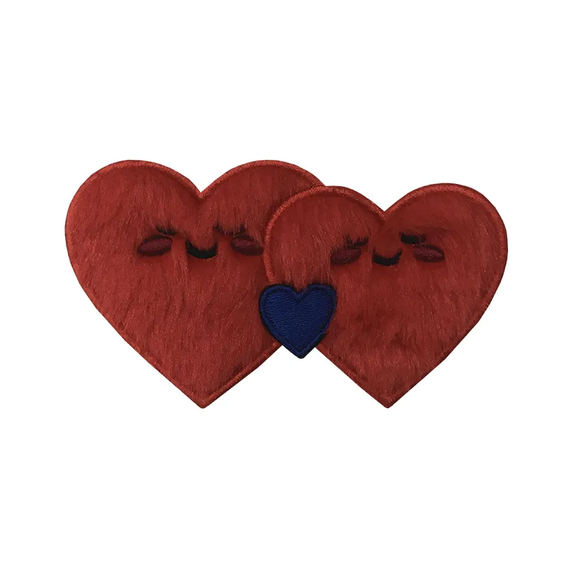 Heart Shape Fluffy Applique Embroidery Badges