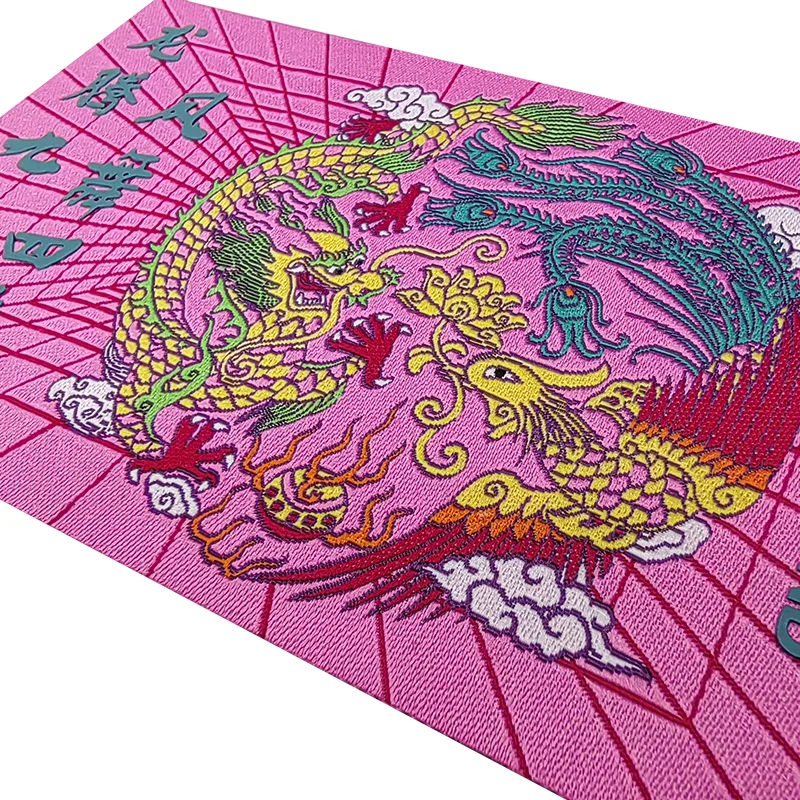 Dragon And Phoenix Woven & Silicon Printing Badges