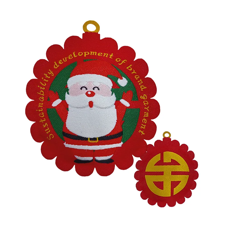 3D Fluffy Christmas Santa Claus Woven Label Keychains Digital Woven Label Custom Accessories Bag Cloth Key Chain Patches - BT85003 - Golden Brand