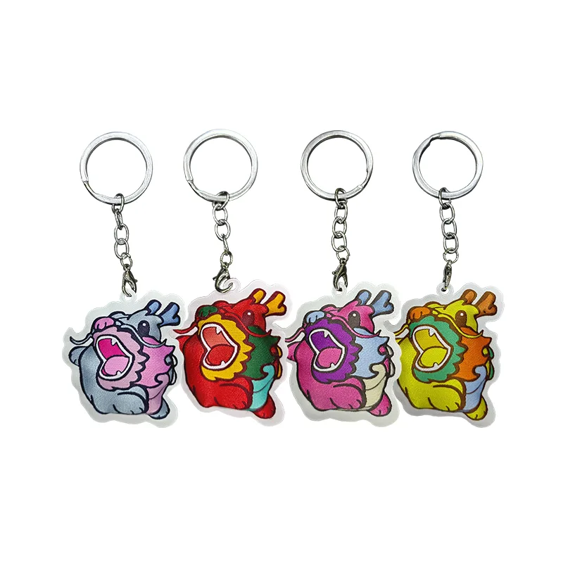 Cartoon Dragon 3D Fluffy Woven Label Keychains