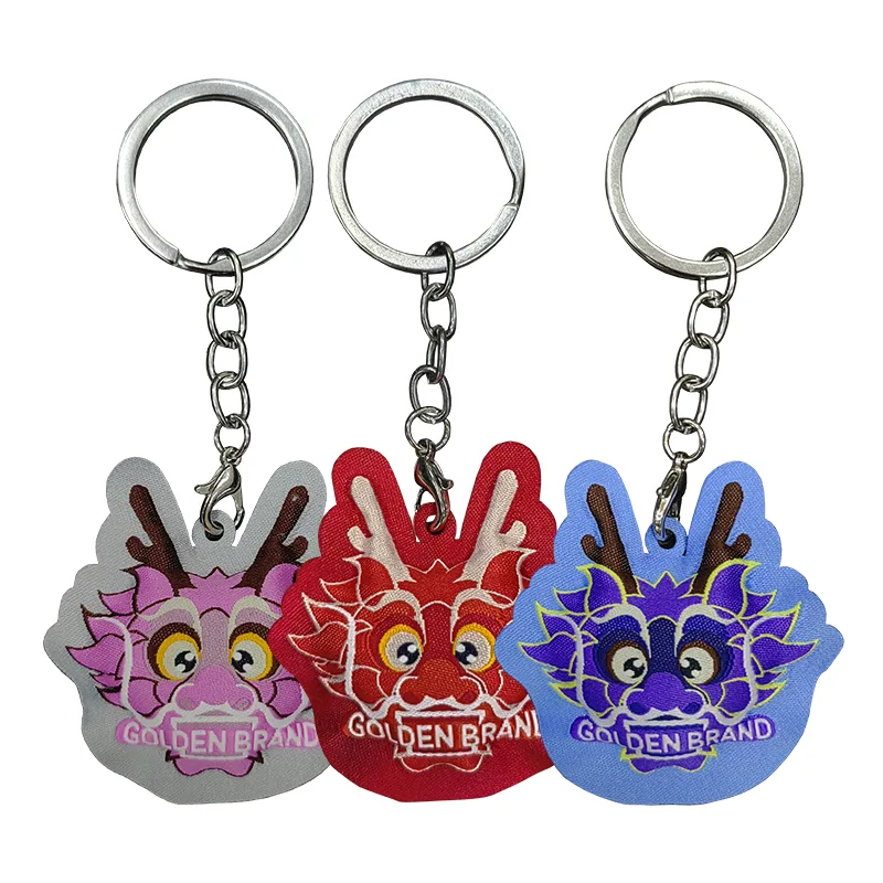 Dragon 3D Fluffy Woven Label Keychains
