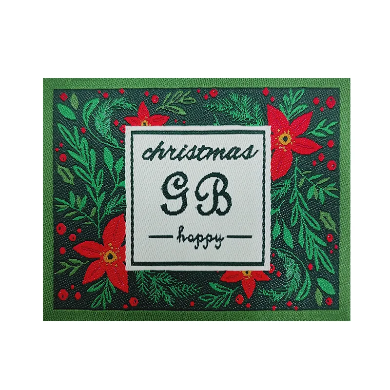 Christmas Floral Decorative Woven Label