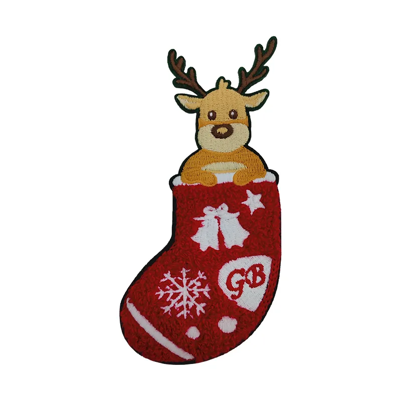 Christmas Elk Sock Chenille Embroidery Badges
