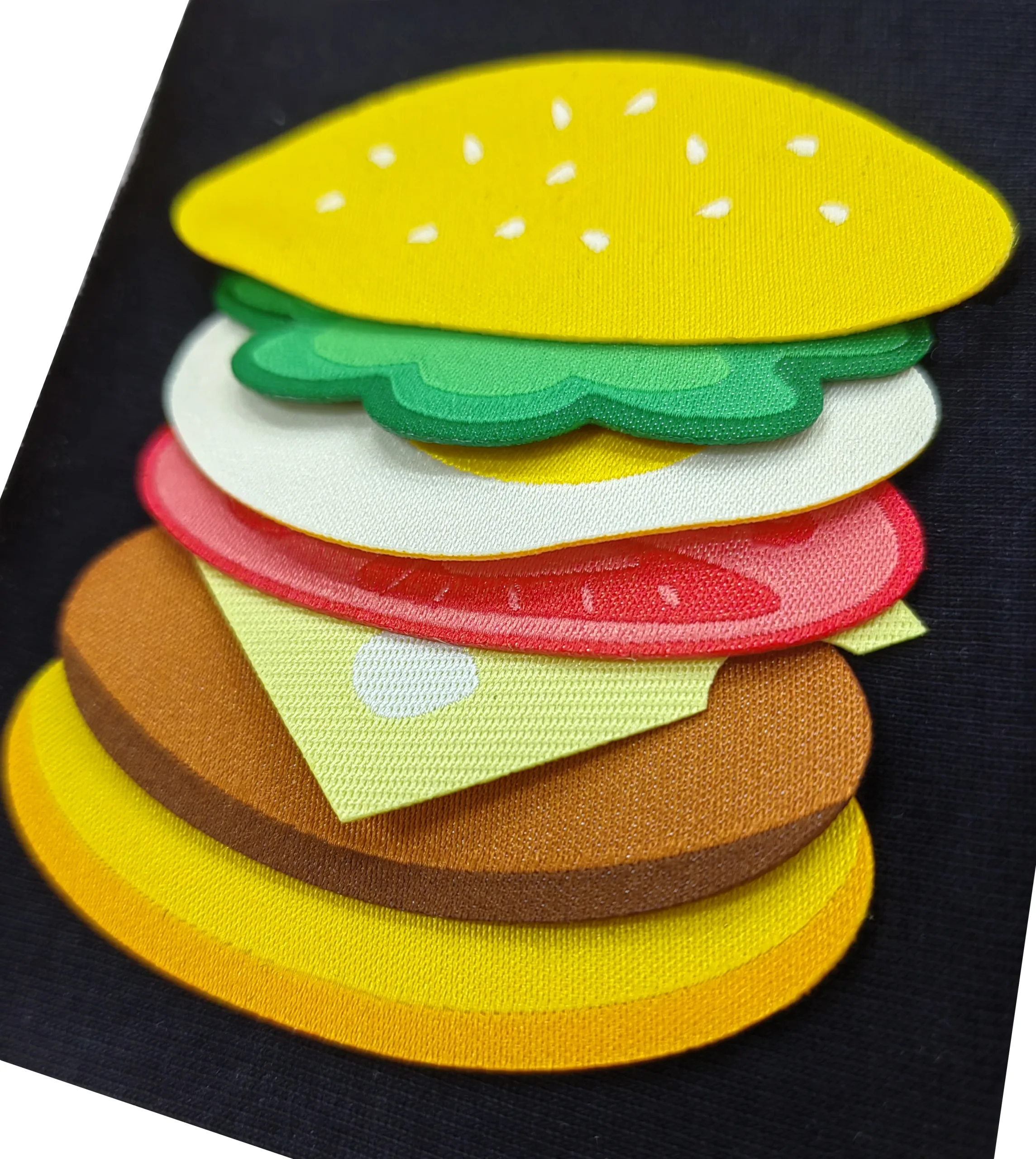 Hamburger Pattern Decorative Woven Label High Density Custom Garment Accessories Suitcase Iron On Badges - DS07131 DS07133 DS07134 DS07135 DS07136 DS07132 DS07129 - Golden Brand