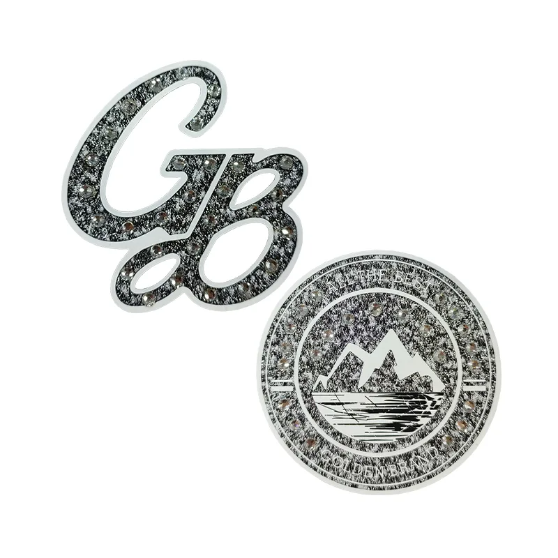 Woven & Silicon Printing GB Silver White Patches Woven Label Custom Garment Accessories Suitcase Iron On Badges - BT63855 BT63856 - Golden Brand