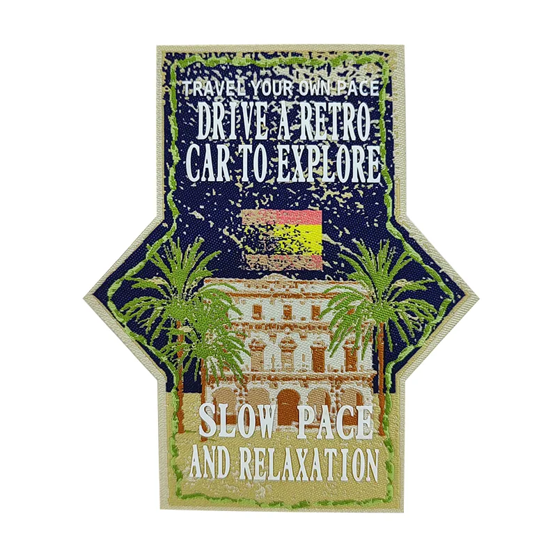 Woven & Silicon Printing Travel Outdoor Pattern Patches Woven Label Custom Garment Accessories Suitcase Iron On Badges - BT63929 - Golden Brand