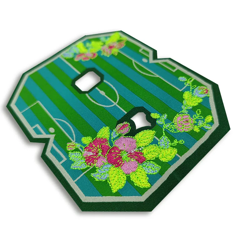 Woven & Embroidery Soccer Field Floral Patches Custom Garment Accessories Suitcase Iron On Badges - BT63938 - Golden Brand