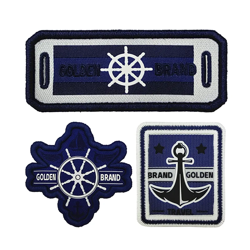 Woven & Silicone Printing & Embroidery Rudder Anchor Pattern Velcro Composite Badges Custom Garment Accessories Suitcase Iron On Patches - BT70710 BT70701 BT53756 - Golden Brand