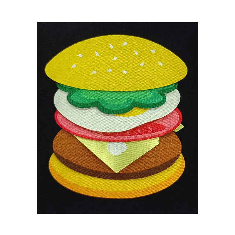 Hamburger Pattern Decorative Woven Label High Density Custom Garment Accessories Suitcase Iron On Badges - DS07131 DS07133 DS07134 DS07135 DS07136 DS07132 DS07129 - Golden Brand