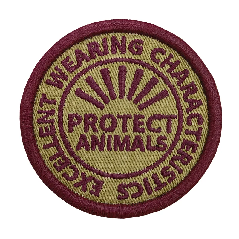 3D Embroidery PROTECT ANIMALS Badges Custom Garment Accessories Suitcase Iron On Patches - XH2307074 - Golden Brand