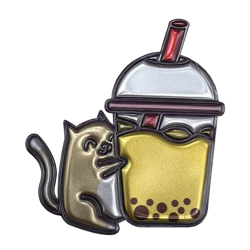 Bubble Tea Ice Cream TPU High Frequency Heat Transfer Patches Good Quality Custom 3D Embossed Diy Clothing Badges - WF2308009 XH2308007 - Golden Brand