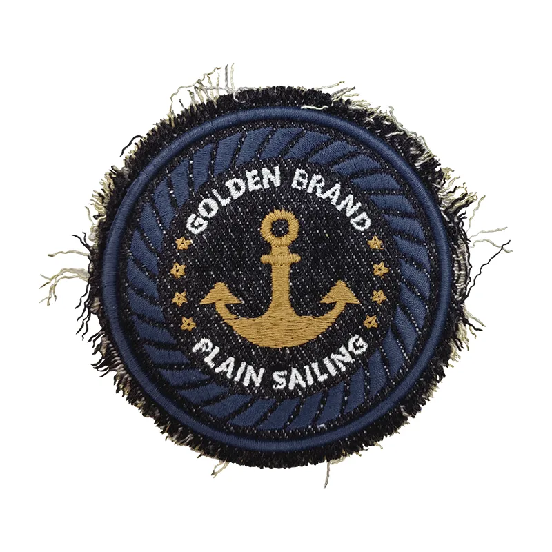Anchor Pattern Torn Selvedge Applique Embroidery Badges Tag Customize Clothing Accessories Iron On Patches Suitcase Cloth - XH2307021 XH2308038 - Golden Brand