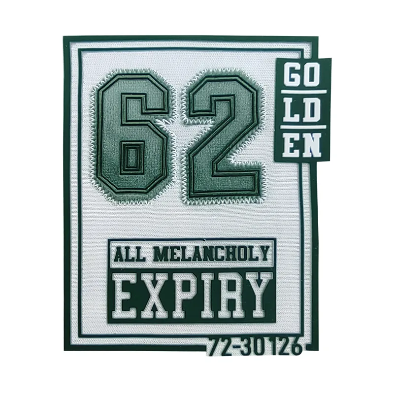 Green 62 TPU Woven High Frequency Heat Transfer Outdoor Patches Good Quality Custom 3D Embossed Diy Clothing Badges - YS2308002 - Golden Brand