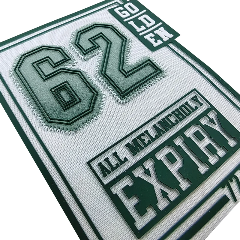 Green 62 TPU Woven High Frequency Heat Transfer Outdoor Patches Good Quality Custom 3D Embossed Diy Clothing Badges - YS2308002 - Golden Brand