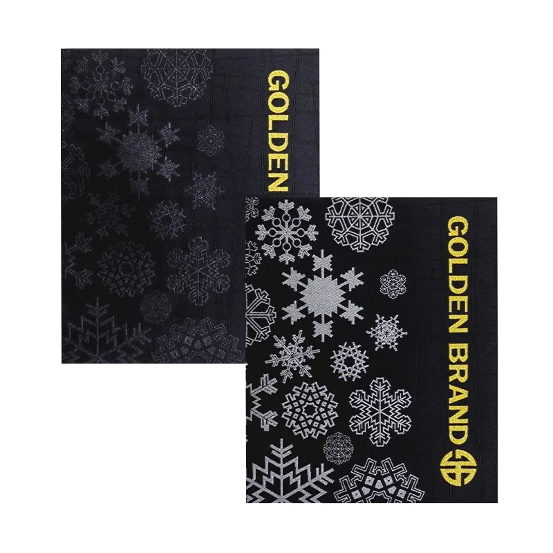 Snowflakes Metallic Yarn Woven Label Woven Badges High Density Clothing Suitcase Cloth Sticker Patches Neck Label - JB1754 - Golden Brand