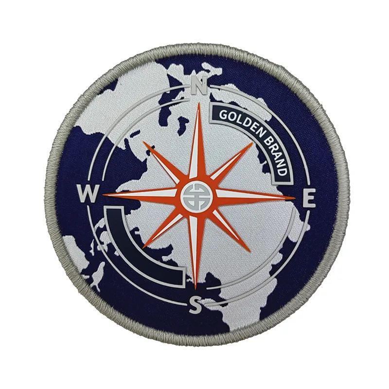 Woven & Recycled Silicone Printing &Embroidery Compass Pattern Badges Custom Garment Accessories Suitcase Iron On Patches - BT53649 YS2308348 - Golden Brand