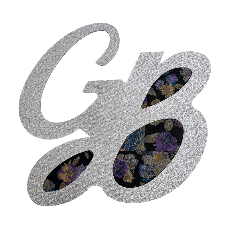 Floral Metallic Yarn Woven Label Woven Badges High Density Clothing Suitcase Cloth Sticker Patches - BT63882 BT64195 - Golden Brand