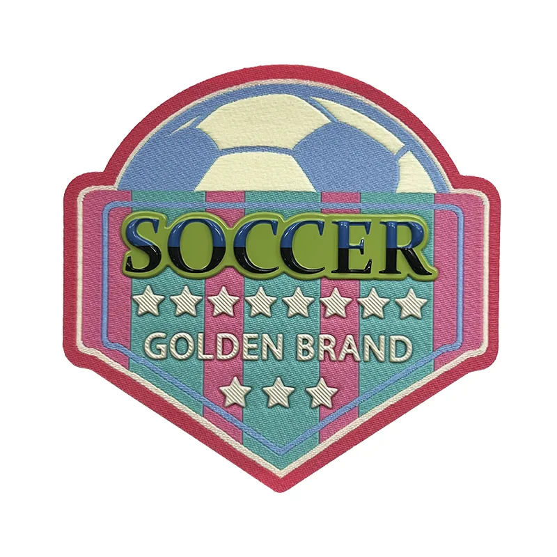 SOCCER Club TPU High Frequency Heat Transfer Woven Patches Custom 3D Embossed Diy Clothing Badges - BT63942 - Golden Brand