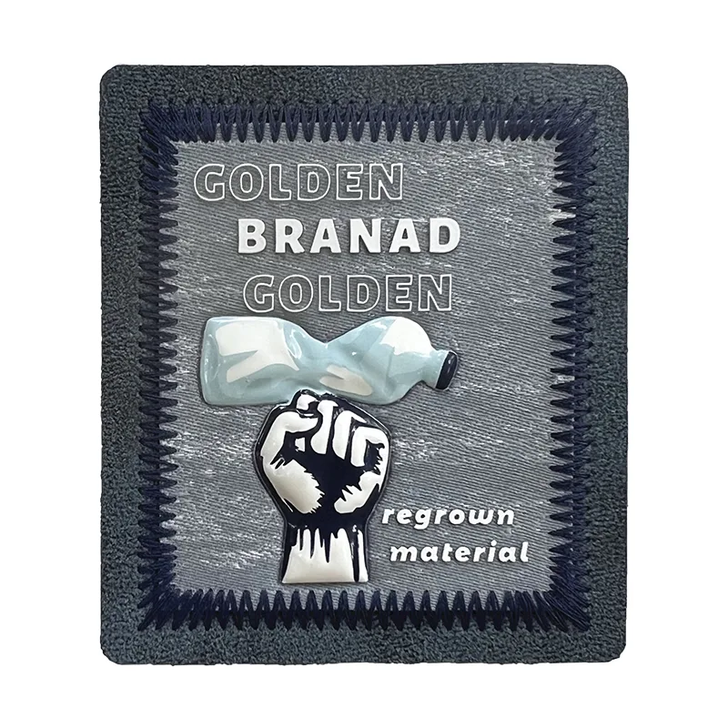 Fist Bottle TPU High Frequency Heat Transfer Woven Embroidery Silicon Printing Patches Custom Clothing Badges - BT70703 - Golden Brand
