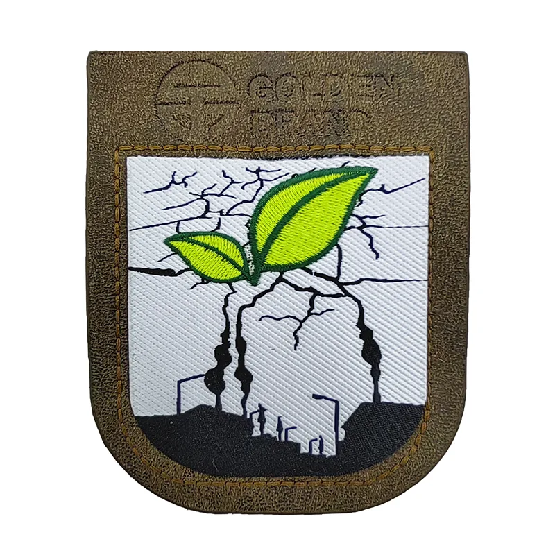 Leaves TPU High Frequency Heat Transfer Leather Patches Custom 3D Embossed Diy Clothing Badges - YS2309069 - Golden Brand