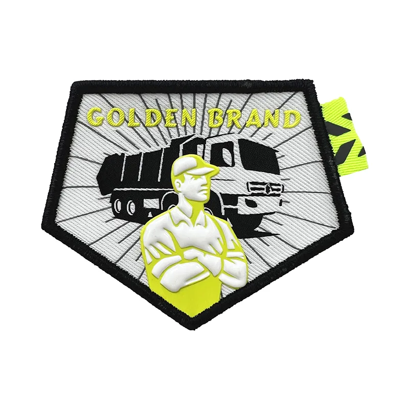 Labor TPU High Frequency Heat Transfer Woven Patches Custom 3D Embossed Diy Clothing Badges - YS2309093 - Golden Brand