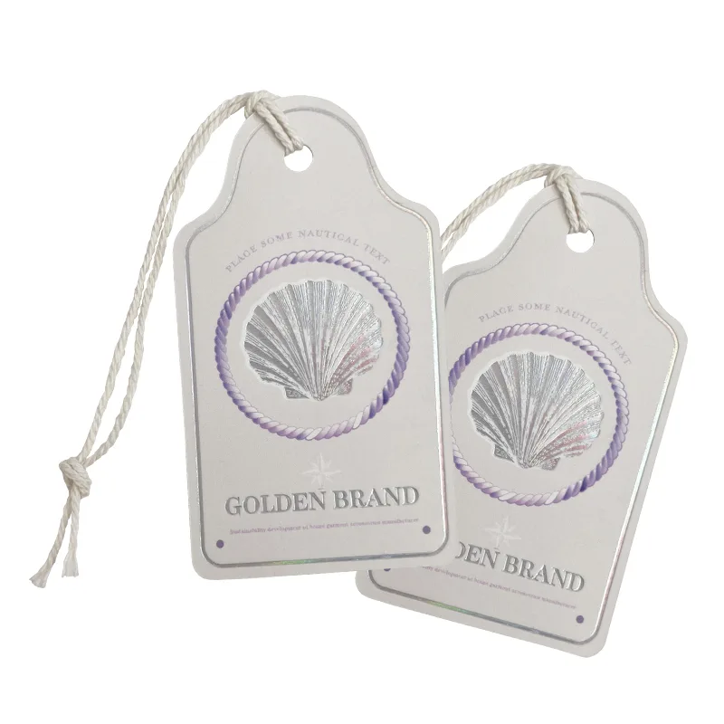 Phantom Shells Recycled Garment Labels Embossed Custom Printing Hang Tags Special Cardboard Clothes Hangtags - WF2307037 - Golden Brand