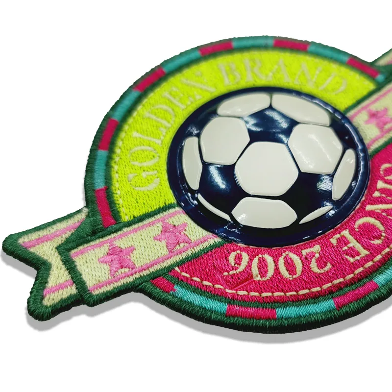 SOCCER Club TPU High Frequency Heat Transfer Embroidery Composite Patches Custom - XH2308048 - Golden Brand