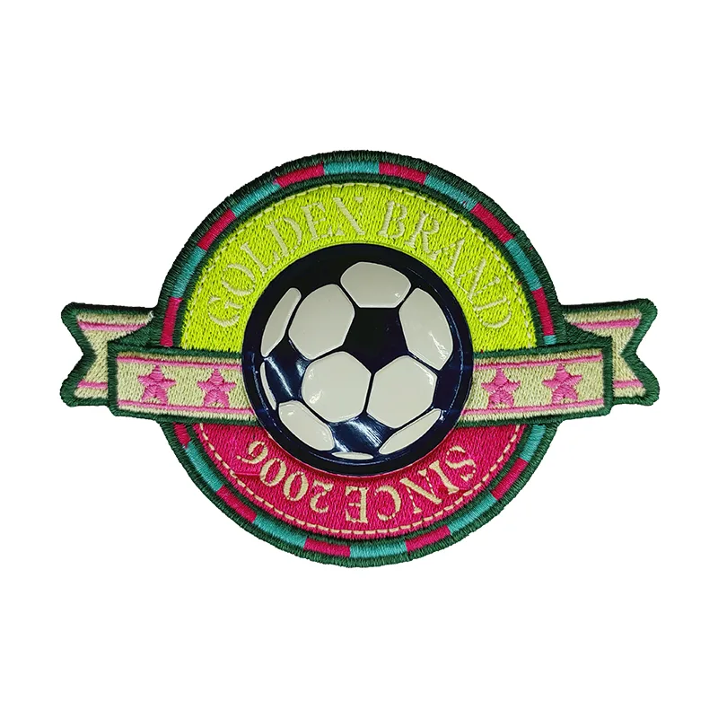 SOCCER Club TPU High Frequency Heat Transfer Embroidery Composite Patches Custom - XH2308048 - Golden Brand