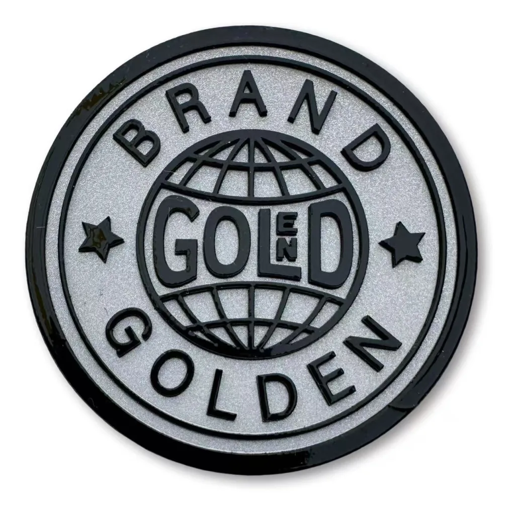 Earth element + double-layer branding, suitable for international brands / business settings as a stylised decorative feature High Frequency Heat Transfer Patches Good Quality Custom 3D Embossed Diy Clothing Badges - YS2509118 - Golden Brand