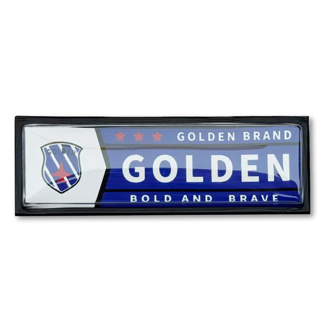 Contrasting colour shield + slogan elements, suitable for vintage streetwear/club scene style decoration High Frequency Heat Transfer Patches Good Quality Custom 3D Embossed Diy Clothing Badges - YS2510059 - Golden Brand