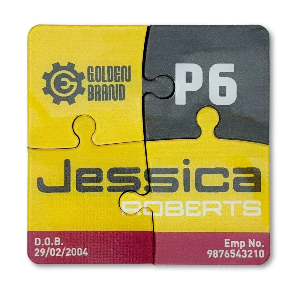 Hexagonal diamond pattern + discreet branding, suited for minimalist industrial/functional settings as sophisticated décor High Frequency Heat Transfer Patches Good Quality Custom 3D Embossed Diy Clothing Badges - WF2510016 - Golden Brand