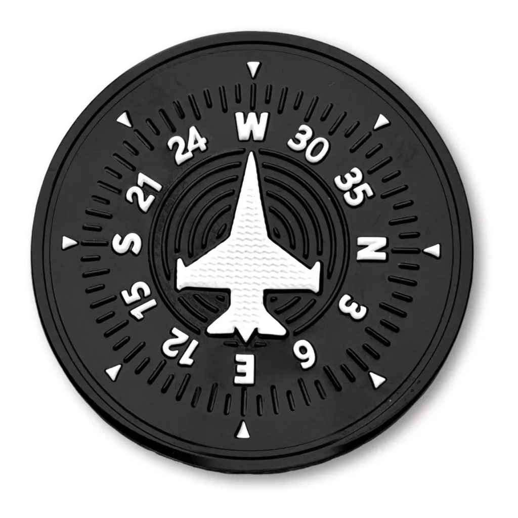 Compass scale + fighter jet elements, hard-core decoration suited for outdoor/tactical scenarios High Frequency Heat Transfer Patches Good Quality Custom 3D Embossed Diy Clothing Badges - YS2510057 - Golden Brand