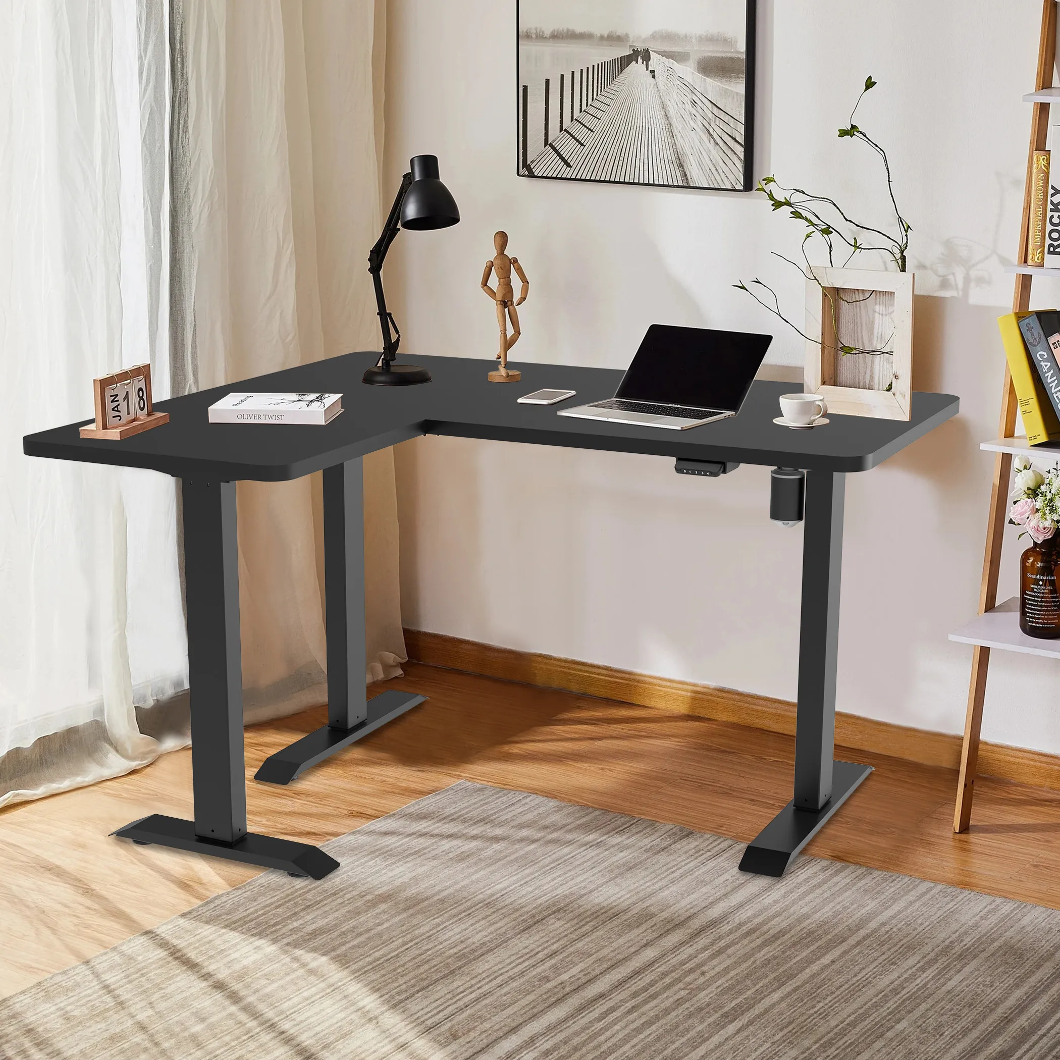 Reversible L-Shaped Electric Standing Desk