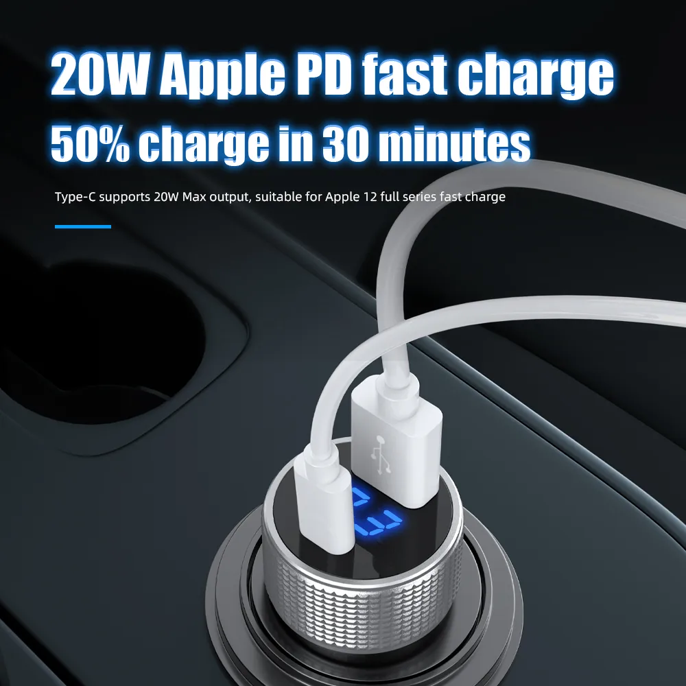 PD20W metal digital display fully compatible car charger CZ006